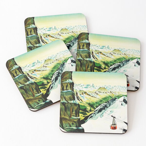 Item preview, SANTIS SCHWEBE BAHN Aerial Tramway to the Peak 1935 Vintage Switzerland Tourism Advertising Wall Art designed and sold by retroposters.