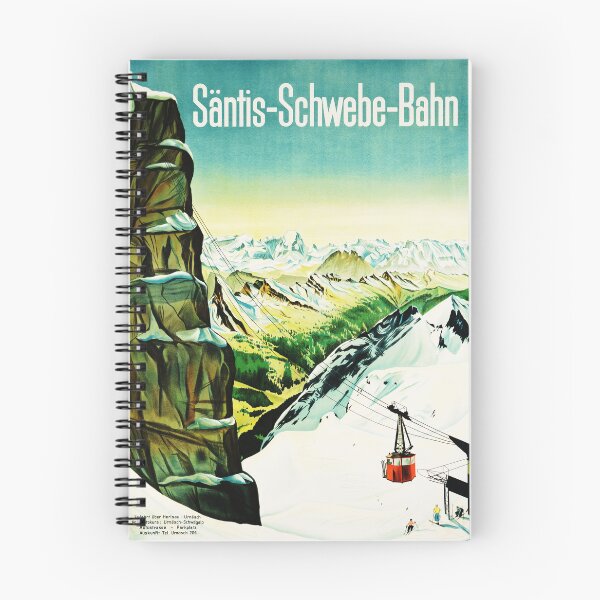 Item preview, SANTIS SCHWEBE BAHN Aerial Tramway to the Peak 1935 Vintage Switzerland Tourism Advertising Wall Art designed and sold by retroposters.