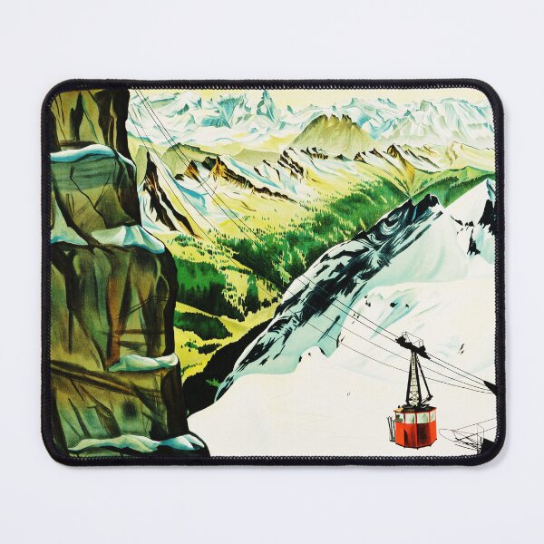 Item preview, SANTIS SCHWEBE BAHN Aerial Tramway to the Peak 1935 Vintage Switzerland Tourism Advertising Wall Art designed and sold by retroposters.