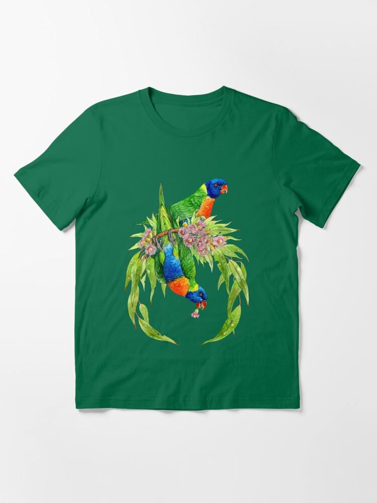 Alternate view of Rainbow Lorikeets Native Wreath Essential T-Shirt
