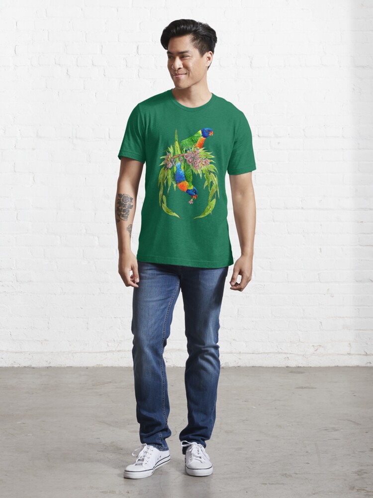 Alternate view of Rainbow Lorikeets Native Wreath Essential T-Shirt