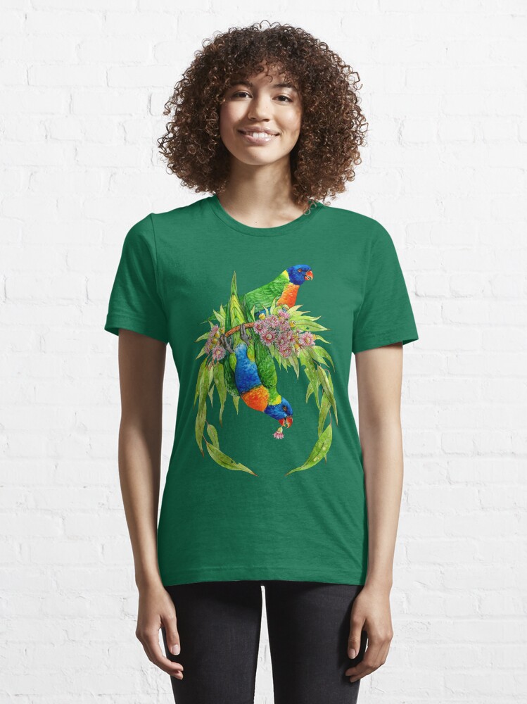 Alternate view of Rainbow Lorikeets Native Wreath Essential T-Shirt