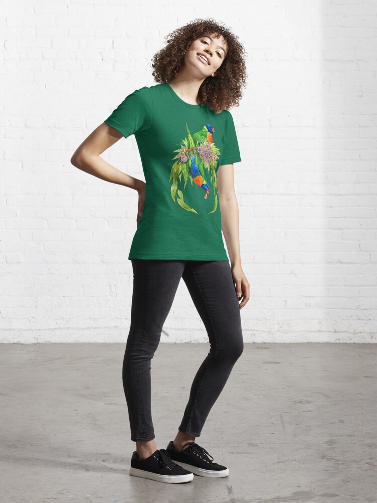 Alternate view of Rainbow Lorikeets Native Wreath Essential T-Shirt