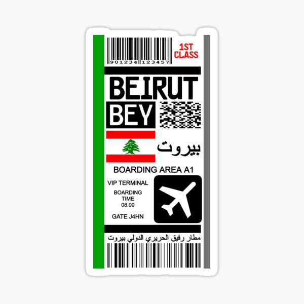 "Beirut Lebanon travel ticket" Sticker for Sale by JDWalkerco | Redbubble