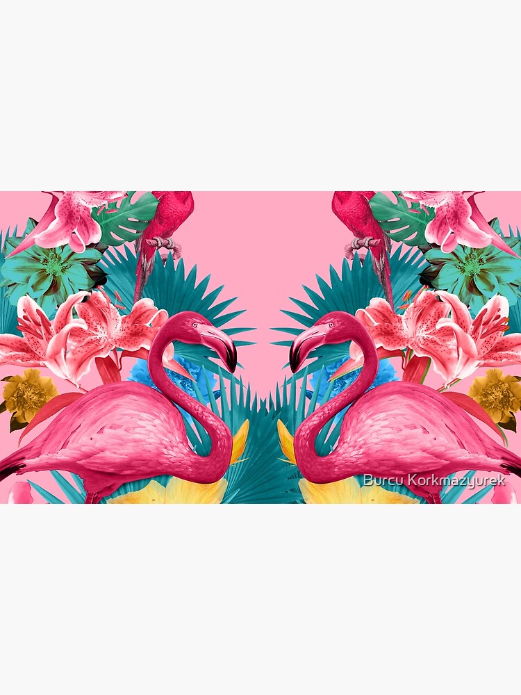 Flamingo and Tropical garden by burcukyurek