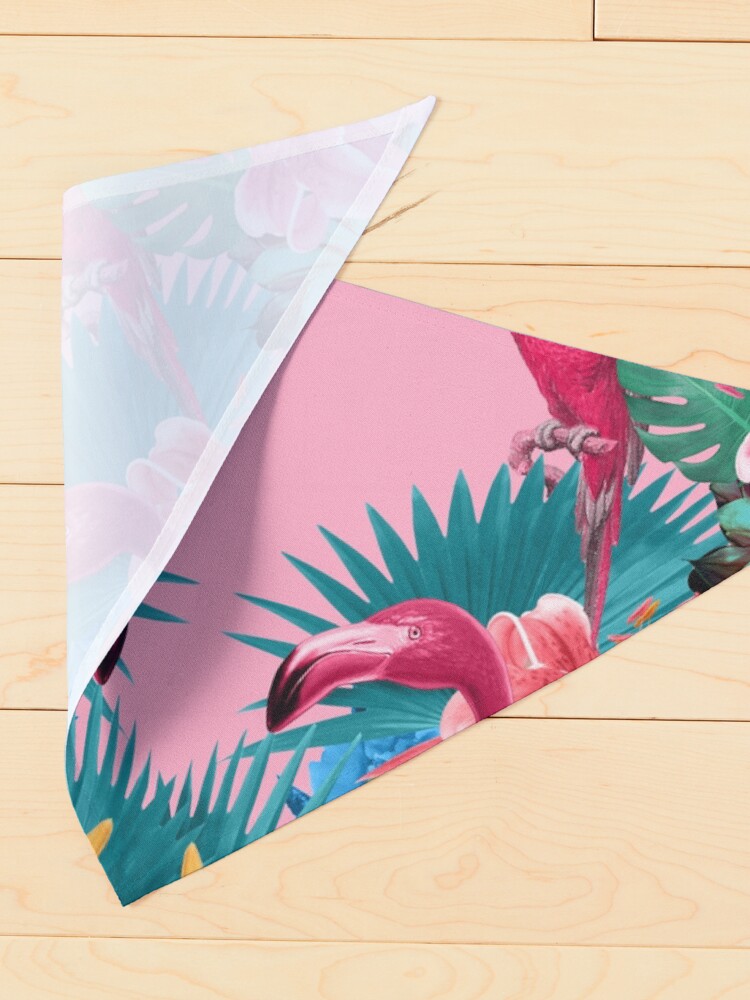 Alternate view of Flamingo and Tropical garden Pet Bandana