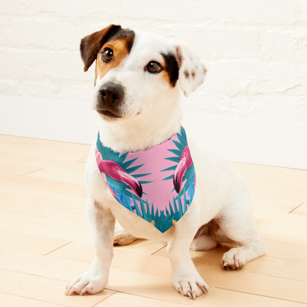 Flamingo and Tropical garden Pet Bandana
