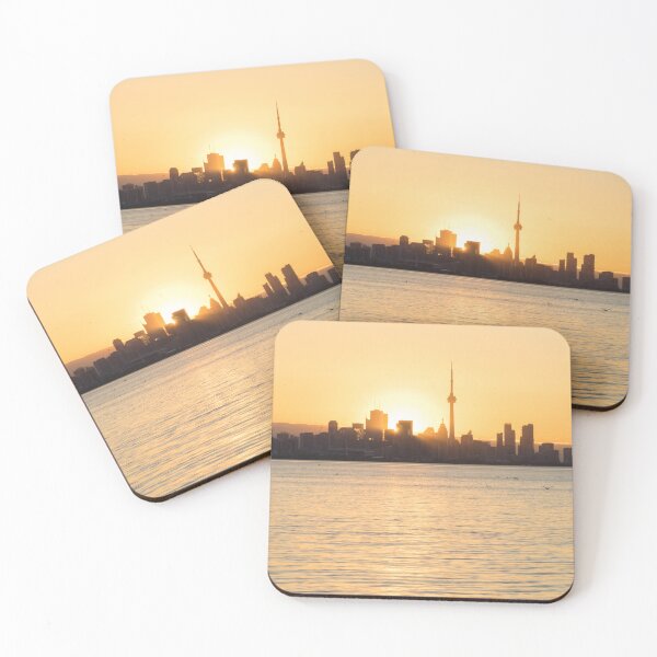 Item preview, Golden Glow - Sun Rising Behind Toronto Skyline designed and sold by Georgia Mizuleva.