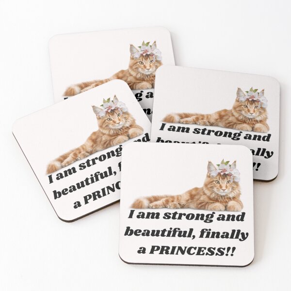 Item preview, Floral cat with message: I am strong and beatutiful, finally a PRINCESS!! designed and sold by EMIPRINCESS.