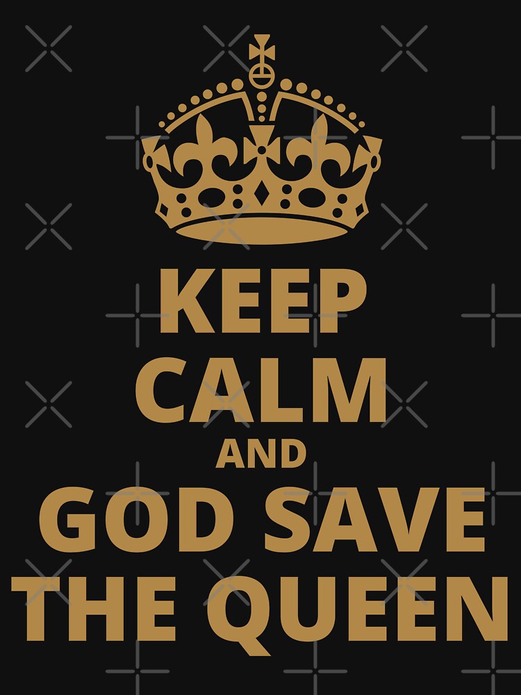 Queen's Platinum Jubilee, 1952-2022, Keep Calm and God Save the Queen, Gold on Black by milldogstation