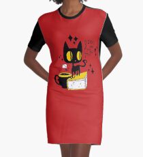 Books and Cats and Tea Graphic T-Shirt Dress