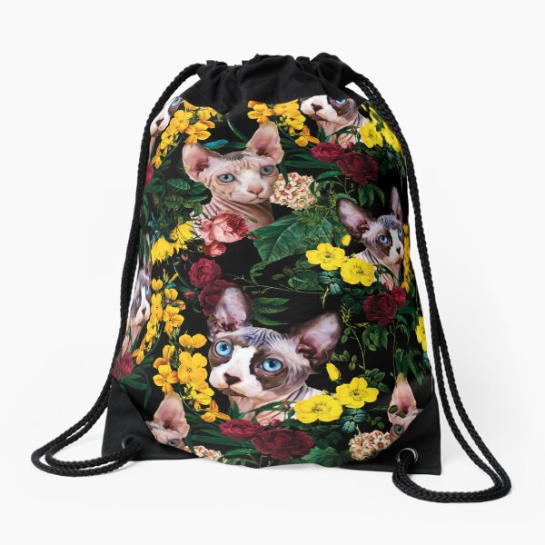 Item preview, Floral and Sfenks Cat Pattern designed and sold by Burcu Korkmazyurek.