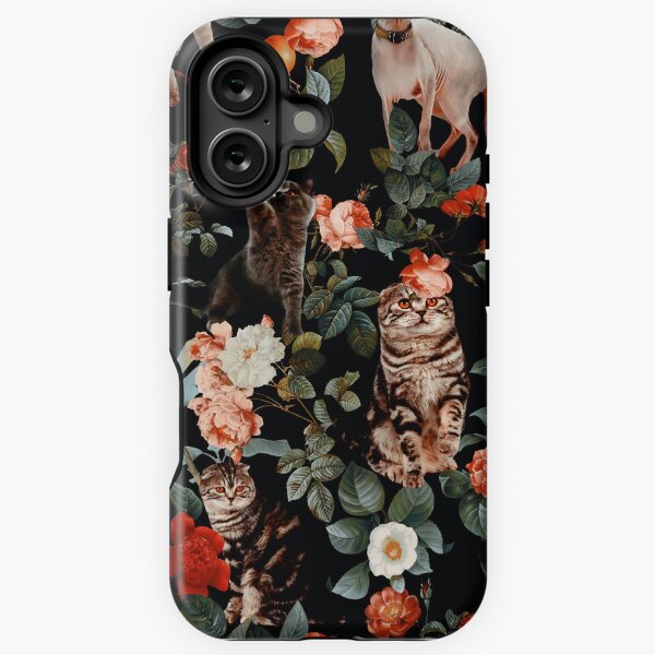 Item preview, Floral and Cats Pattern designed and sold by Burcu Korkmazyurek.