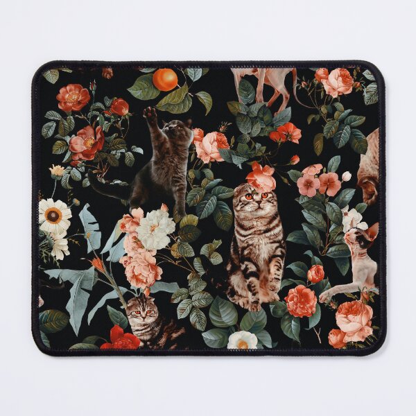 Item preview, Floral and Cats Pattern designed and sold by Burcu Korkmazyurek.