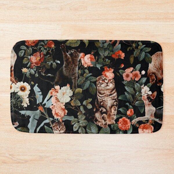 Item preview, Floral and Cats Pattern designed and sold by Burcu Korkmazyurek.