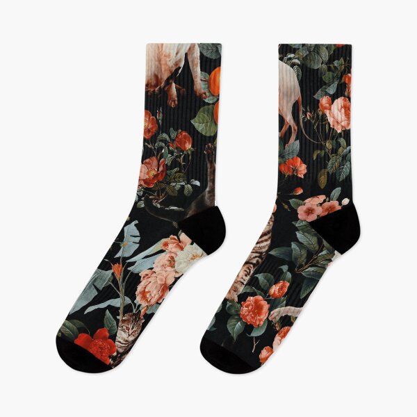 Item preview, Floral and Cats Pattern designed and sold by Burcu Korkmazyurek.