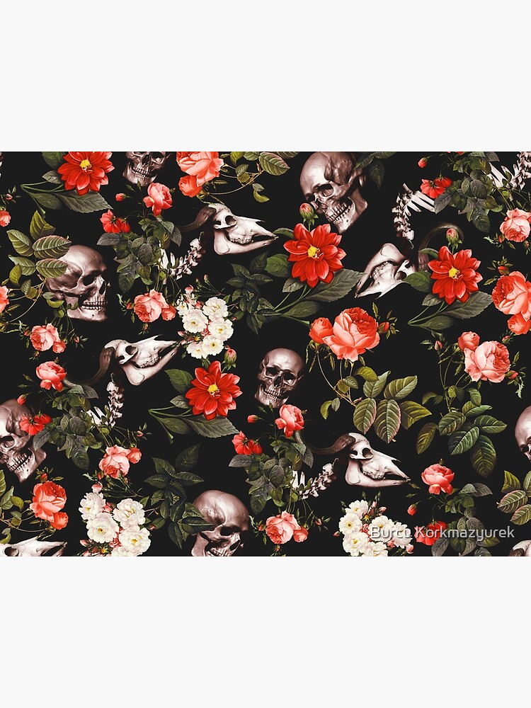 Skull and Floral Pattern by burcukyurek