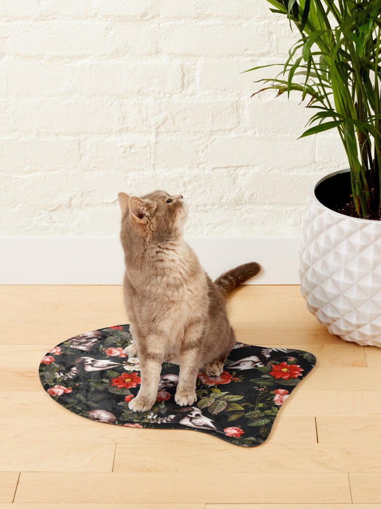 Alternate view of Skull and Floral Pattern Pet Mat