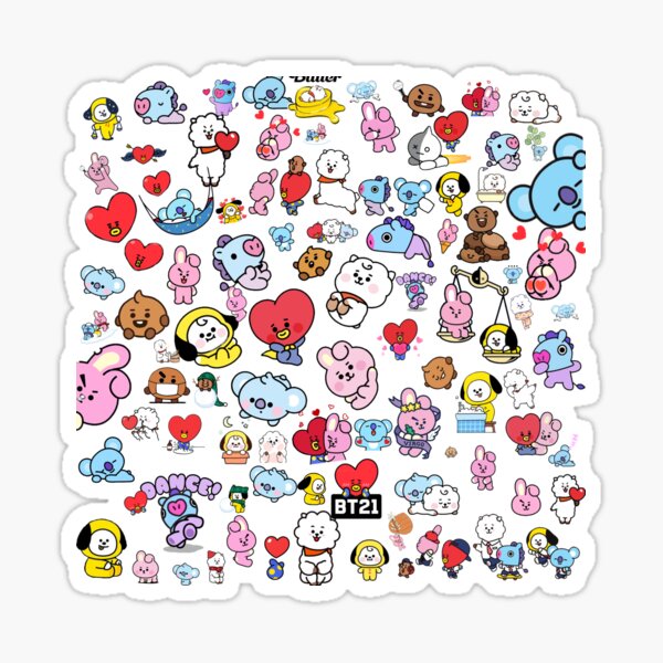 bt21 ot7 pattern purple sticker for sale by artbytaetan redbubble