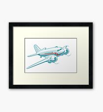 Cartoon Retro Airplane Framed Print