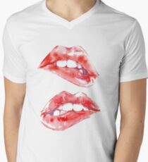 Biting Lips V-Neck T-Shirt