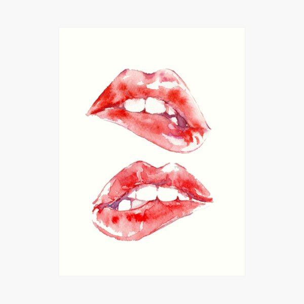Biting Lips Art Print