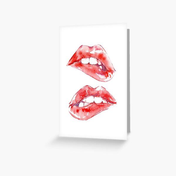 Biting Lips Greeting Card
