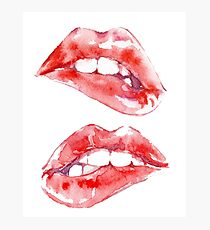 Biting Lips Photographic Print