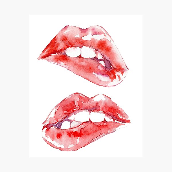 Biting Lips Photographic Print