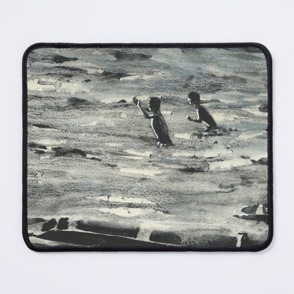 Item preview, Children playing in the Mekong River- Laos.  Monochromatic watercolor painting designed and sold by rfoxphoto.