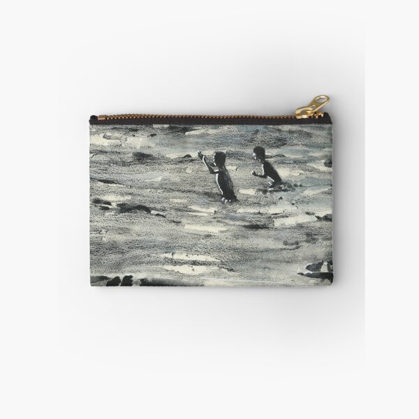 Item preview, Children playing in the Mekong River- Laos.  Monochromatic watercolor painting designed and sold by rfoxphoto.
