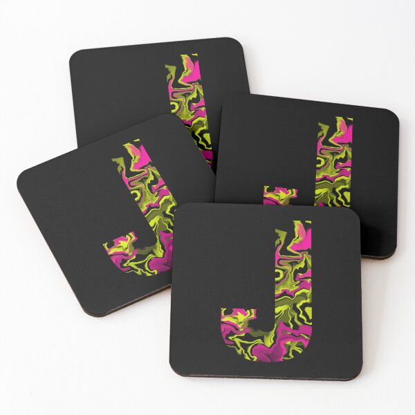 Item preview, Letter J Sticker; pink and yellow pattern designed and sold by WoollyOrbit2000.