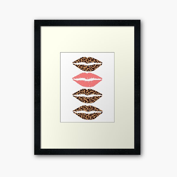 Pink,Leopard Print,Cheetah Print,Lip,Lips,Lip Stick,Lipstick,Make Up,Makeup Framed Art Print