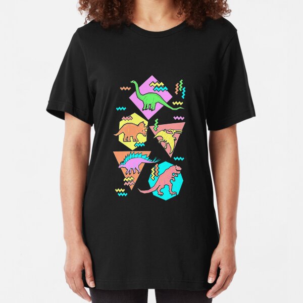 Nineties Dinosaur Pattern Slim Fit T-Shirt