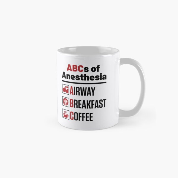 Vista previa del artículo con la obra «ABC de la anestesia Vía aérea Desayuno Café Anestesiólogo divertido», diseñado y vendido por jaygo.