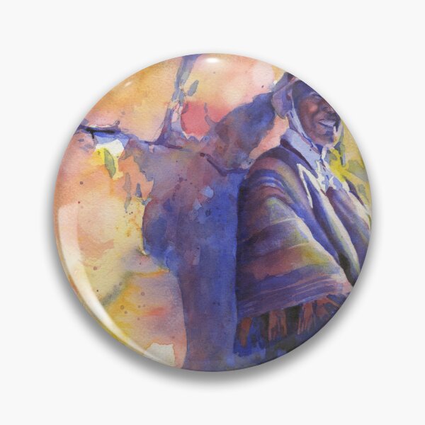 Item preview, Quechua man in traditional garb in the Sacred Vallley, Peru.  Watercolor painting designed and sold by rfoxphoto.