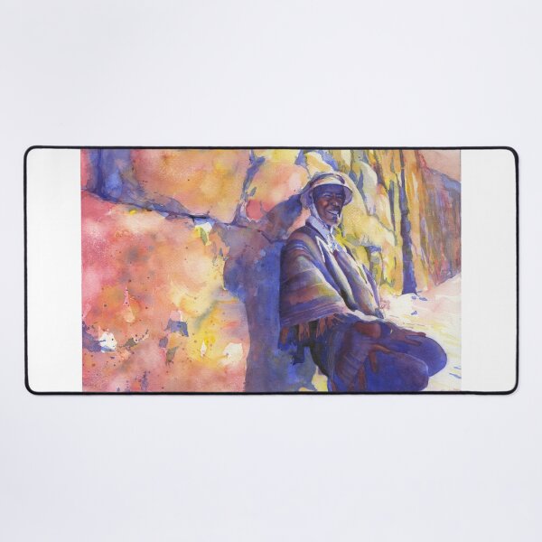 Item preview, Quechua man in traditional garb in the Sacred Vallley, Peru. Watercolor painting designed and sold by rfoxphoto.