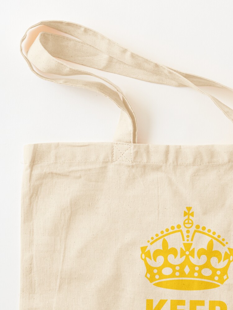 Alternate view of Queen's Platinum Jubilee, 1952-2022, Keep Calm and God Save the Queen, Yellow on Black Tote Bag