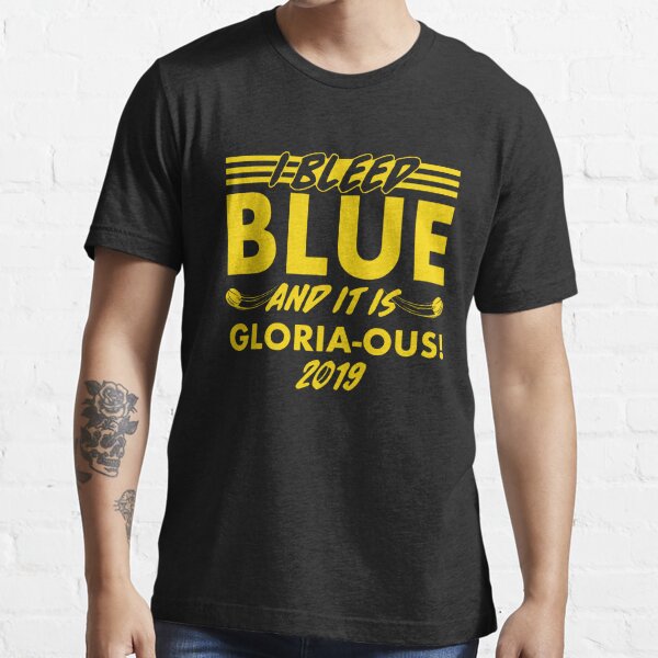 IN ST. LOUIS WE BLEED BLUE AND PLAY GLORIA SHIRT AND STICKER