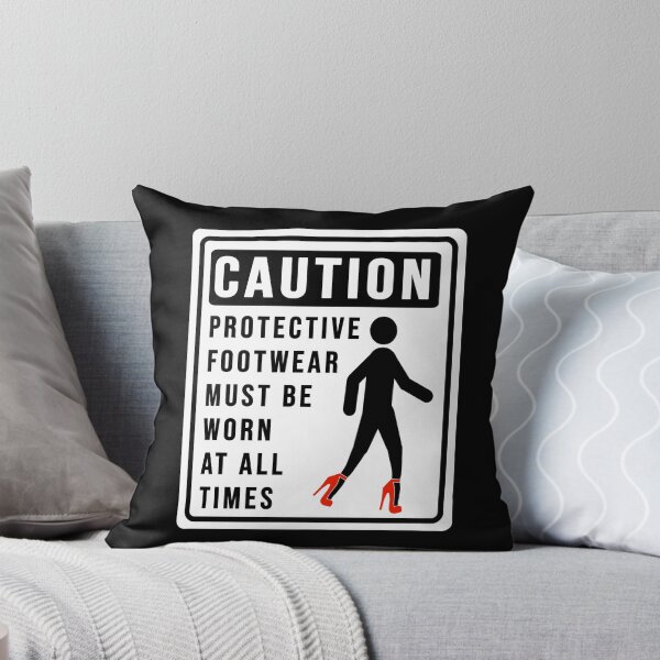 Item preview, Funny caution on using protective footwear construction phrase  designed and sold by DisenyosDeMike.