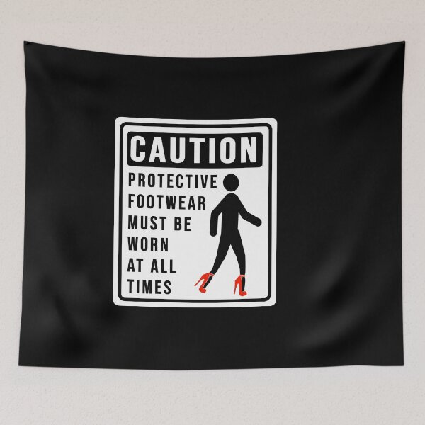 Item preview, Funny caution on using protective footwear construction phrase  designed and sold by DisenyosDeMike.
