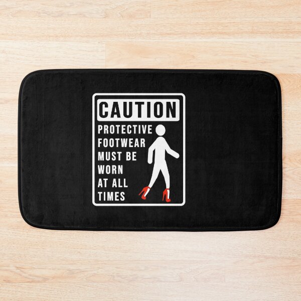 Item preview, Funny caution on using protective footwear construction phrase  designed and sold by DisenyosDeMike.