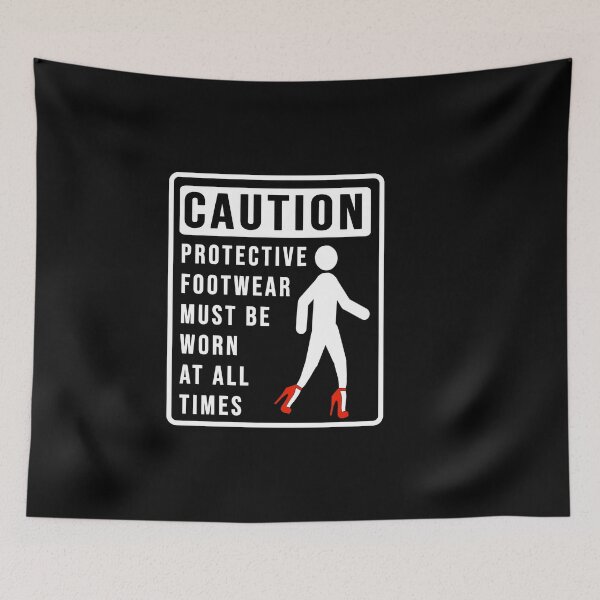 Item preview, Funny caution on using protective footwear construction phrase  designed and sold by DisenyosDeMike.