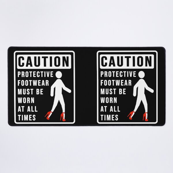 Item preview, Funny caution on using protective footwear construction phrase  designed and sold by DisenyosDeMike.