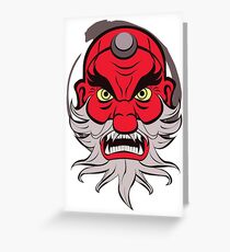 Red Tengu Face Greeting Card