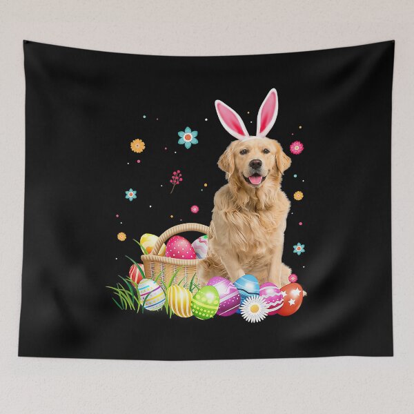 Item preview, Happy Easter Cute Bunny Golden Retriever Wearing Bunny Ears designed and sold by MichealExan.