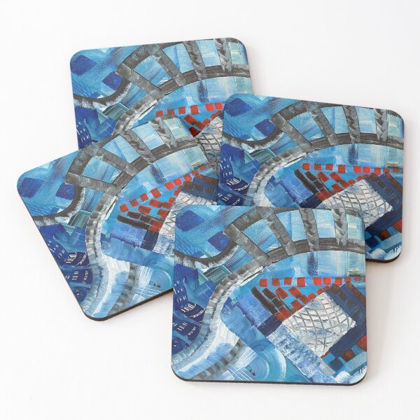 Item preview, 'Boolant 2' An abstract cityscape symphony in blues, black and red designed and sold by BrandomJArt.