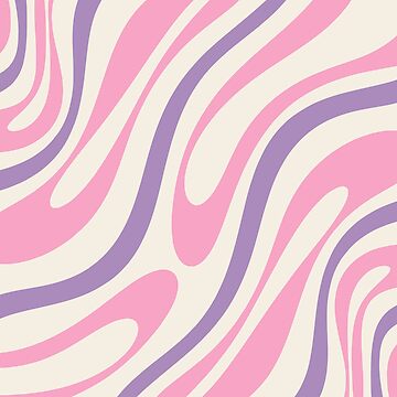 Wavy Loops Retro Abstract Pattern Purple Pink Cream Canvas Print