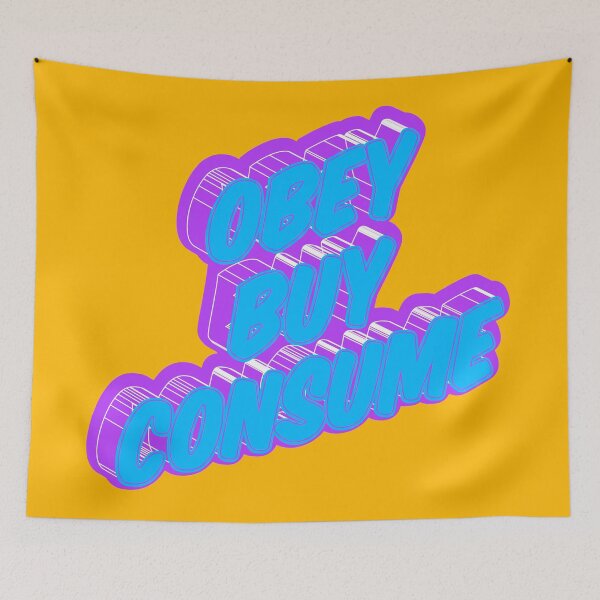 Aperçu de l'œuvre Obéissez, achetez, consommez ! Citations politiques et critiques. art de la typographie. créée et vendue par Boogosh.