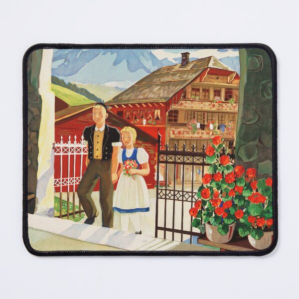 Item preview, MONTREUX BERNER OBERLAND Bahn Swiss Railways 1944 Vintage Travel Poster designed and sold by retroposters.